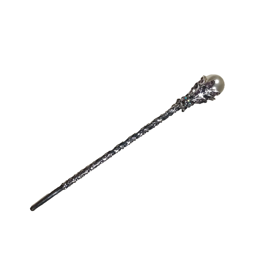 Hair Ornament Stick Silver Tone Rhinestone Faux Pearl Elegant Feminine Up Do